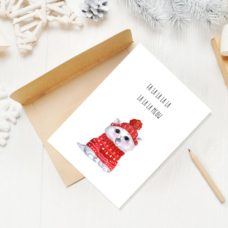 Falalalala singing cat christmas card