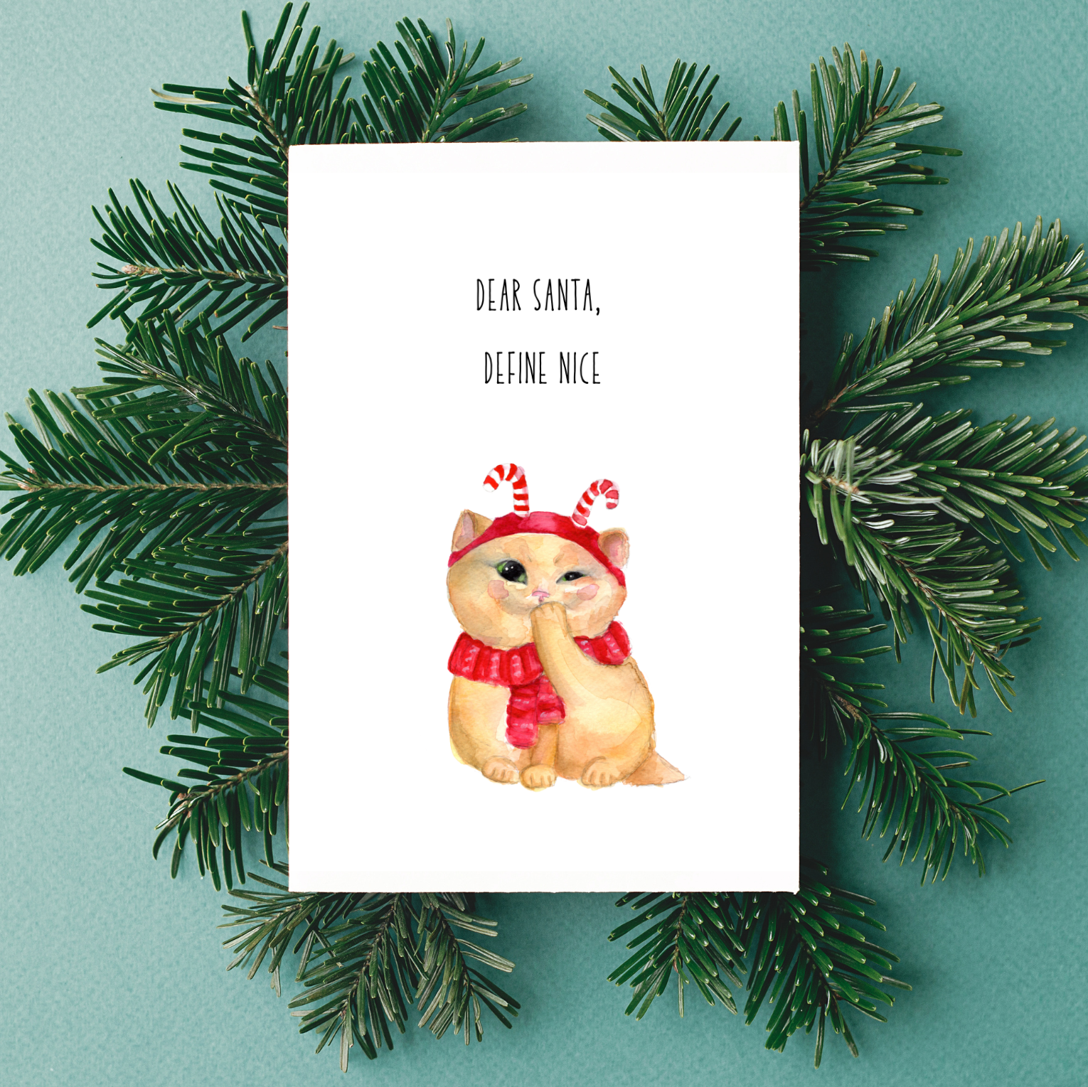 dear santa define naughty red cat sneaky christmas card