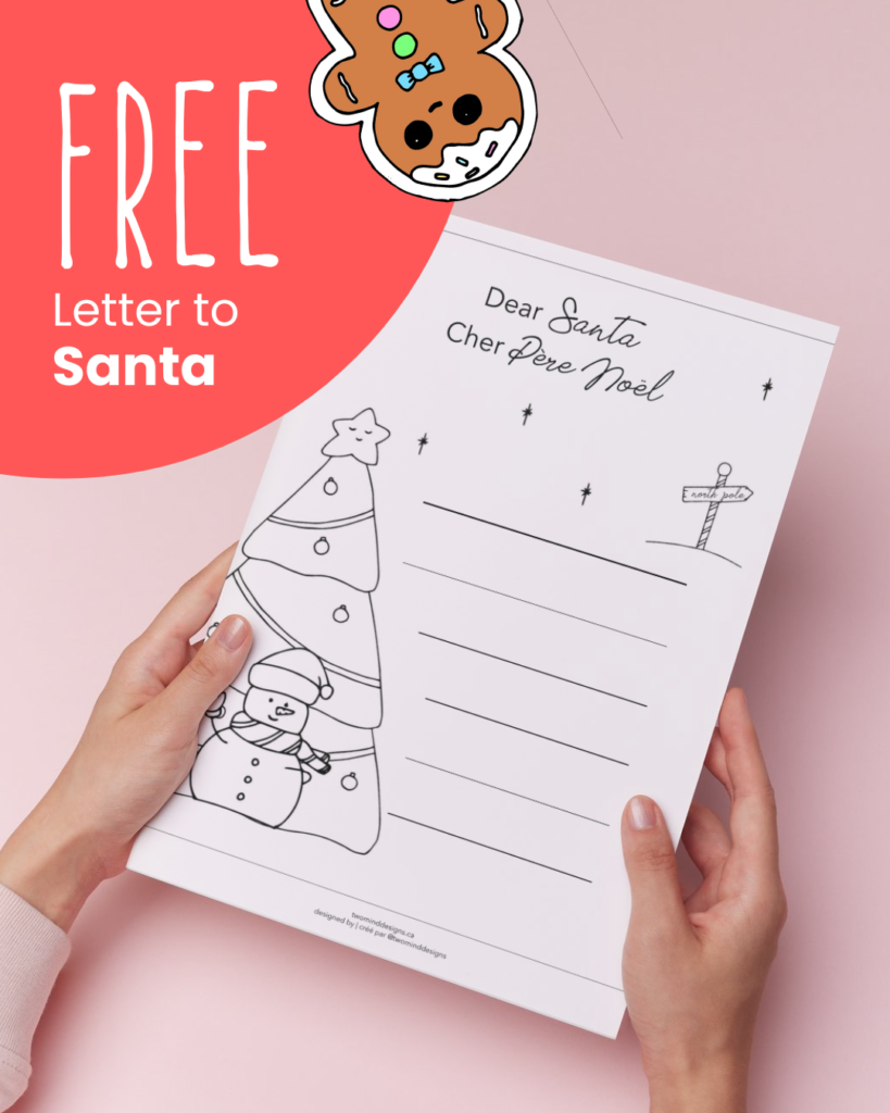 Woman hands holding a printable letter to santa template for kids