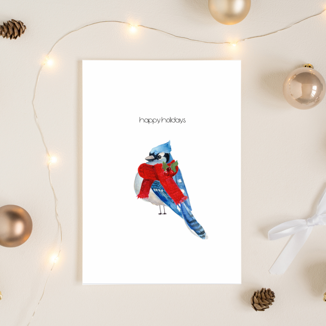 Bluejay with Scarf Christmas