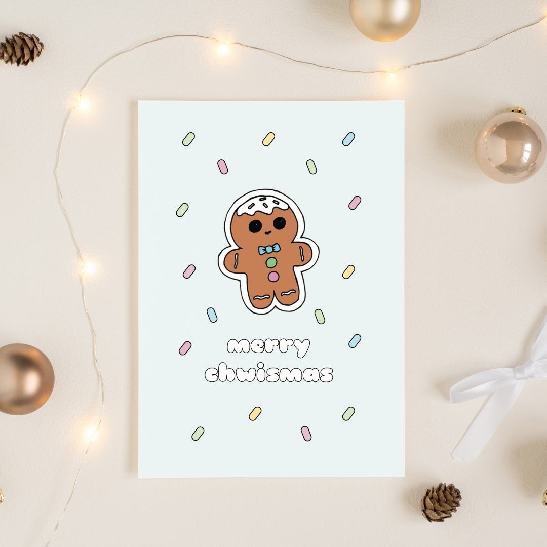 Kawaii ginger man holiday card