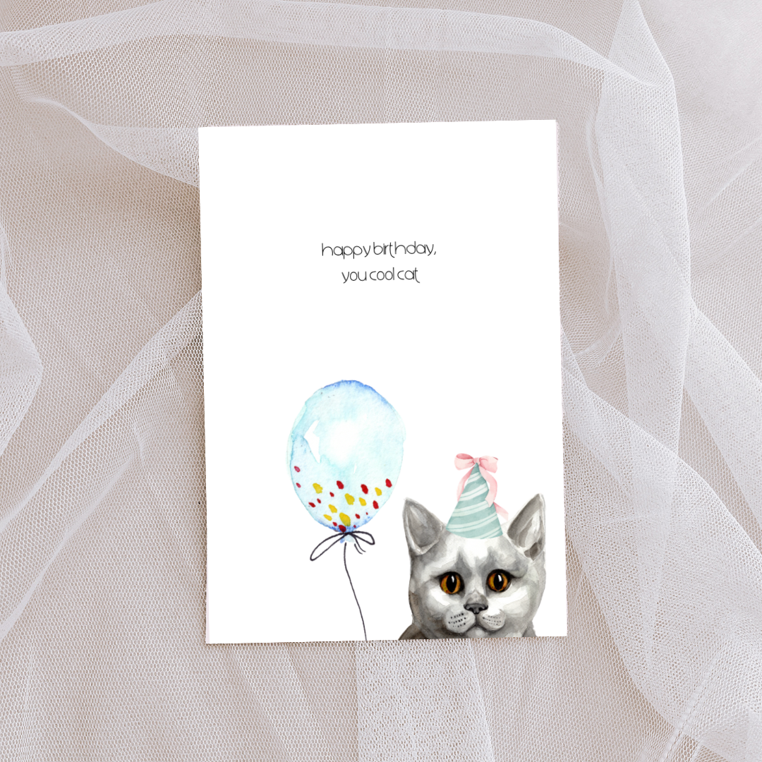 Cat happy birthday card