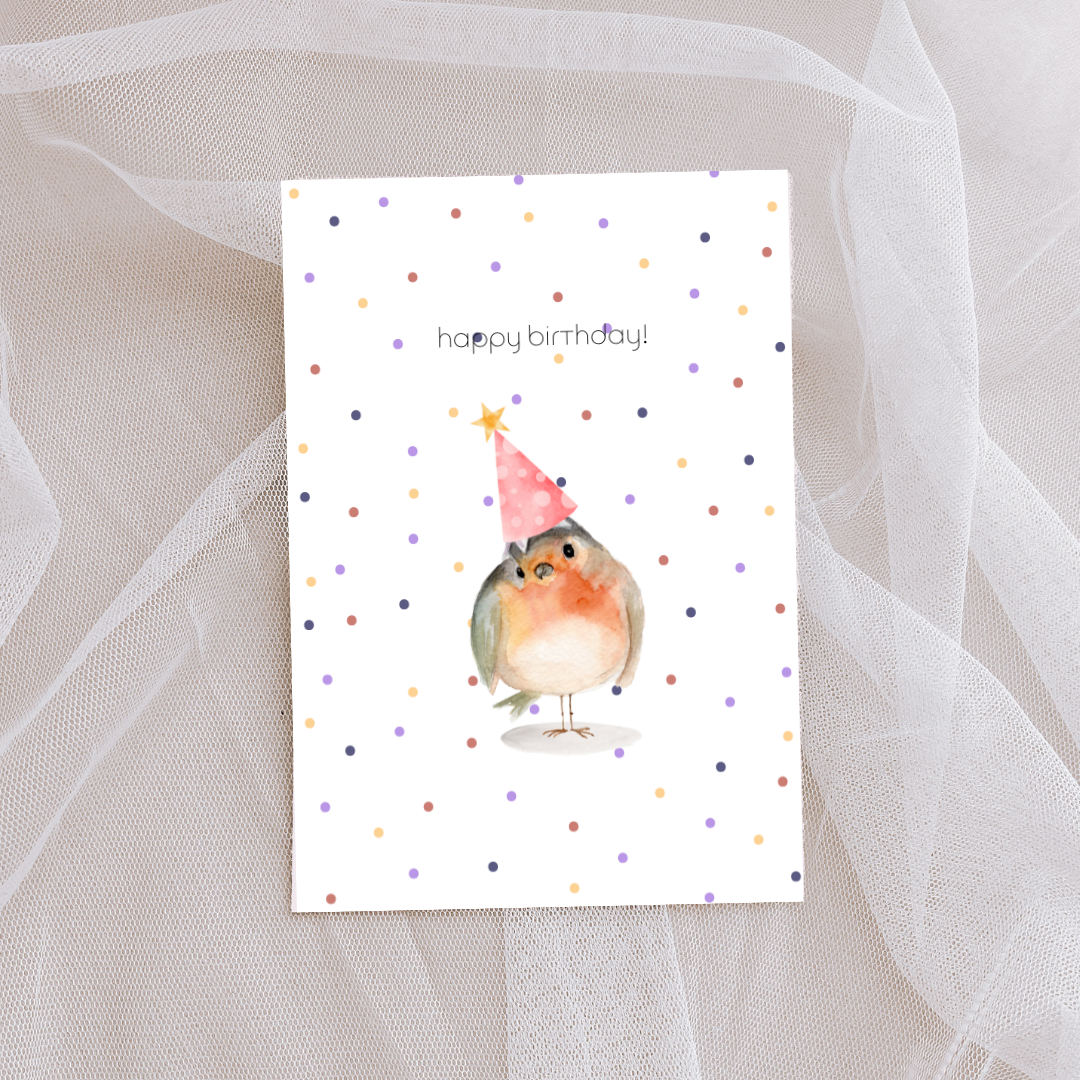 Robin hat cute birthday card