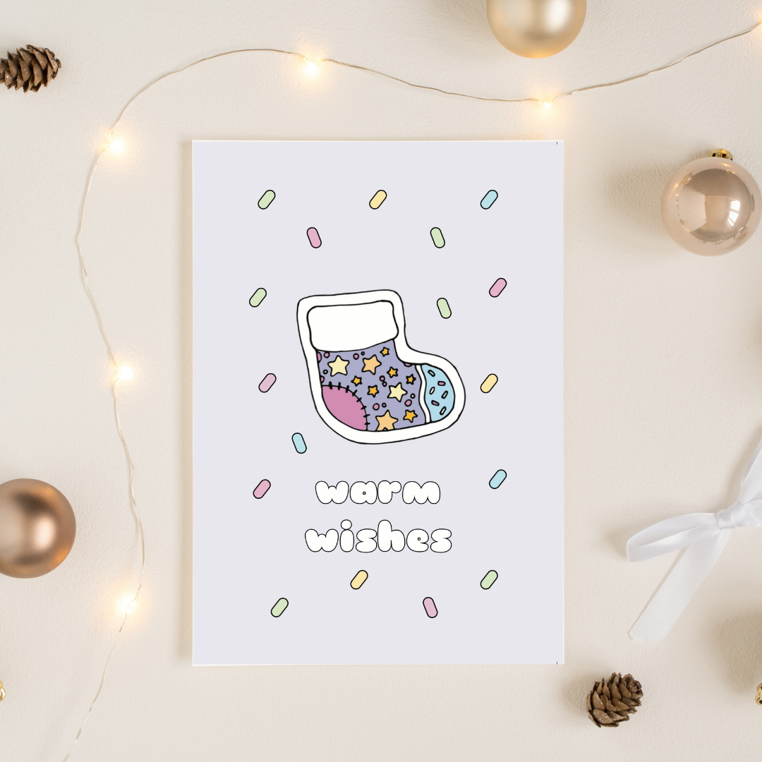 Kawaii christmas stocking holiday card