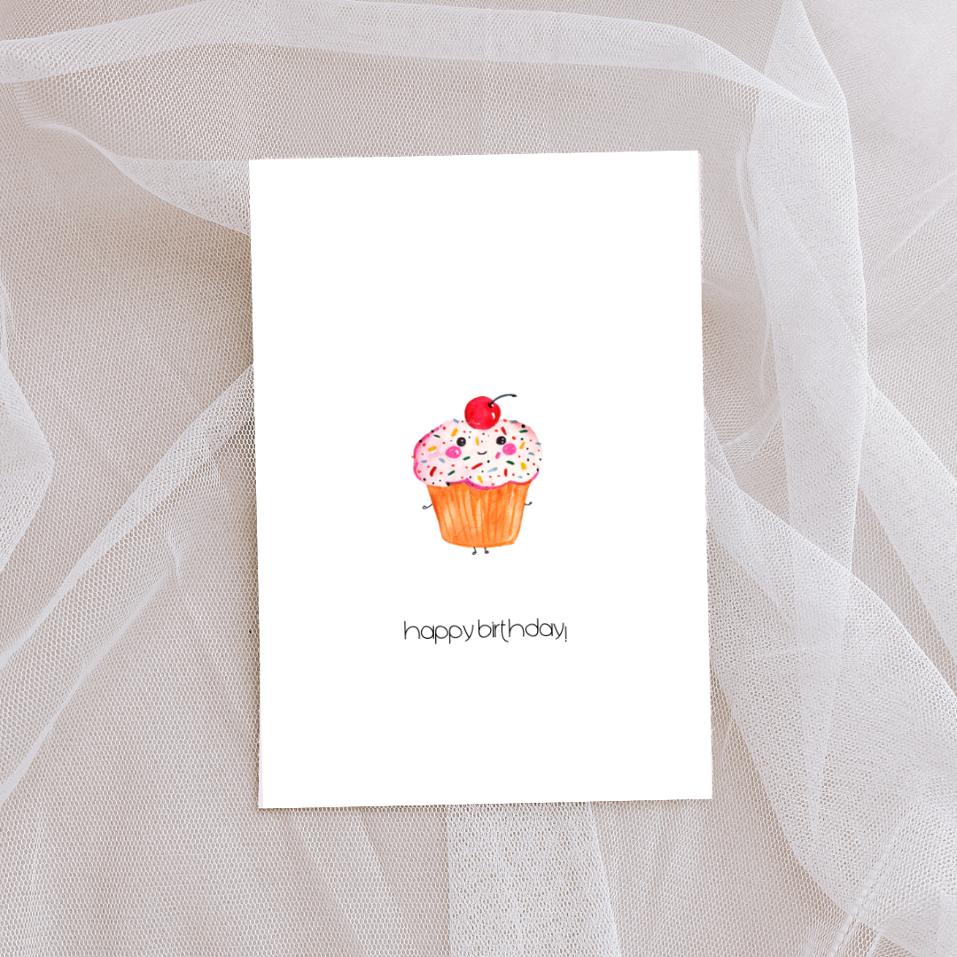cute cupcake happy birthday card