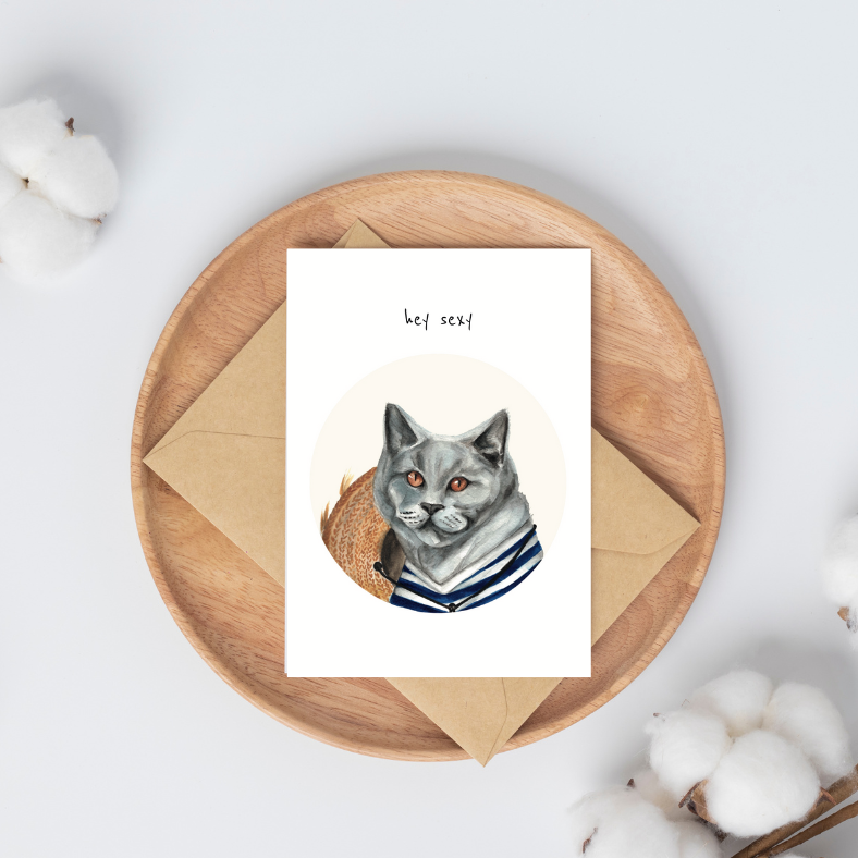 Hey sexy cat card