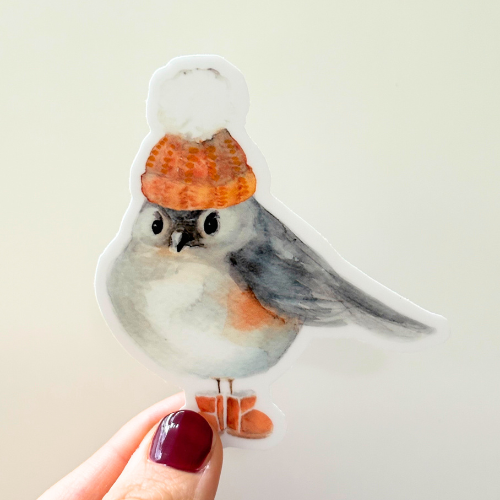 Sticker - Grumpy Robin in a hat