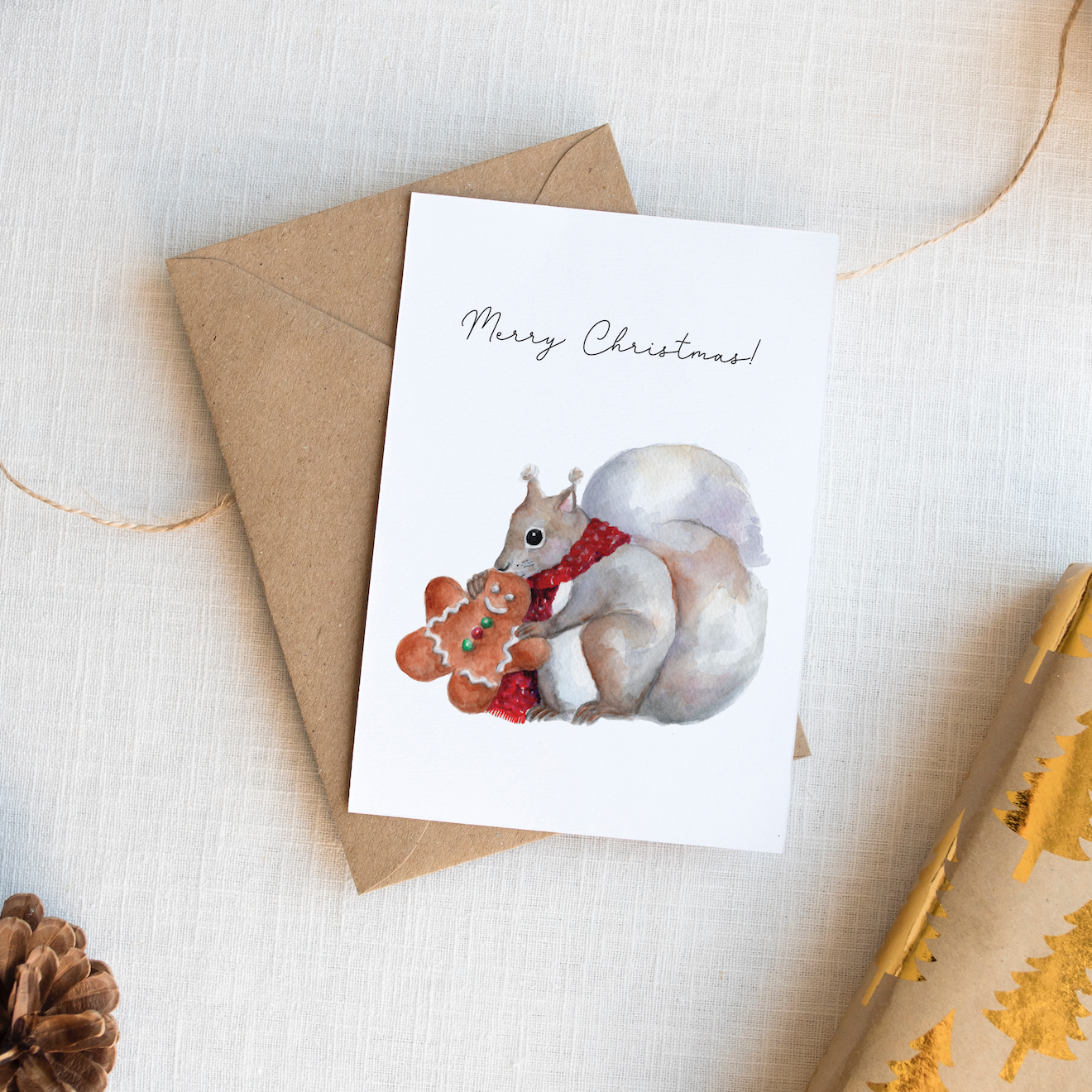 Squirrel with gingerbread cookie card
